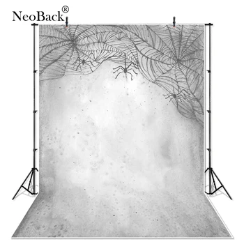 

NeoBack Thin vinyl Cloth Halloween Misty Dawn Spider Net Photography Backdrops Printed Studio Portrait Photo backgrounds P1737
