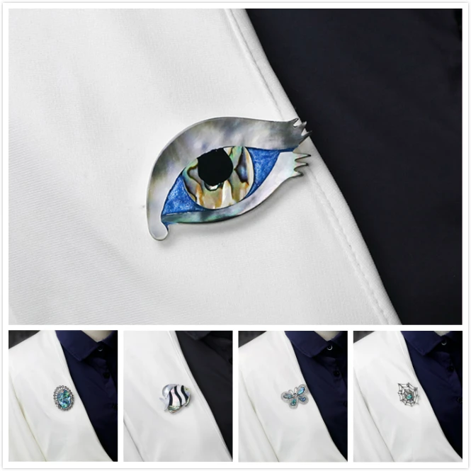 Vintage Natural Shell Animal Brooches Jewelry for Men Enamel Pin Denim Jackets Collar Badge Pins Button Accessories Cute Jewelry