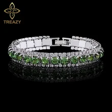 TREAZY Очаровательные зеленые хрустальные браслеты для женщин, покрытые серебром со стразами, браслеты на цепочке и браслеты для женщин, свадебные украшения