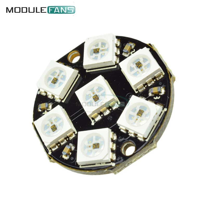 

7-Bit 7 Bits LED WS2812 5050 RGB LED Ring Lamp Light with Integrated Drivers For Arduino Reverse Polarity Protection IC Control