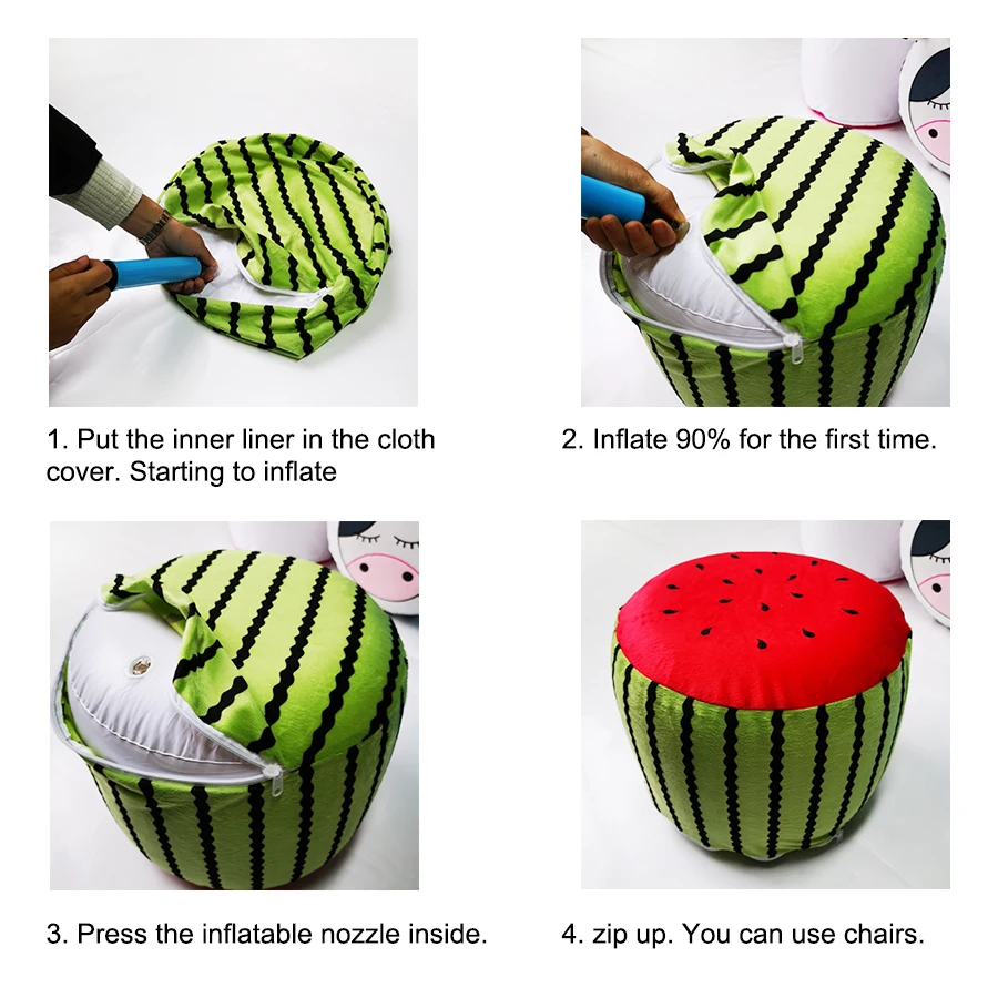 Inflatable chair PVC inflatable stool for cows cartoon animal sofa embroidered children's chairs baby chair with velvet bag