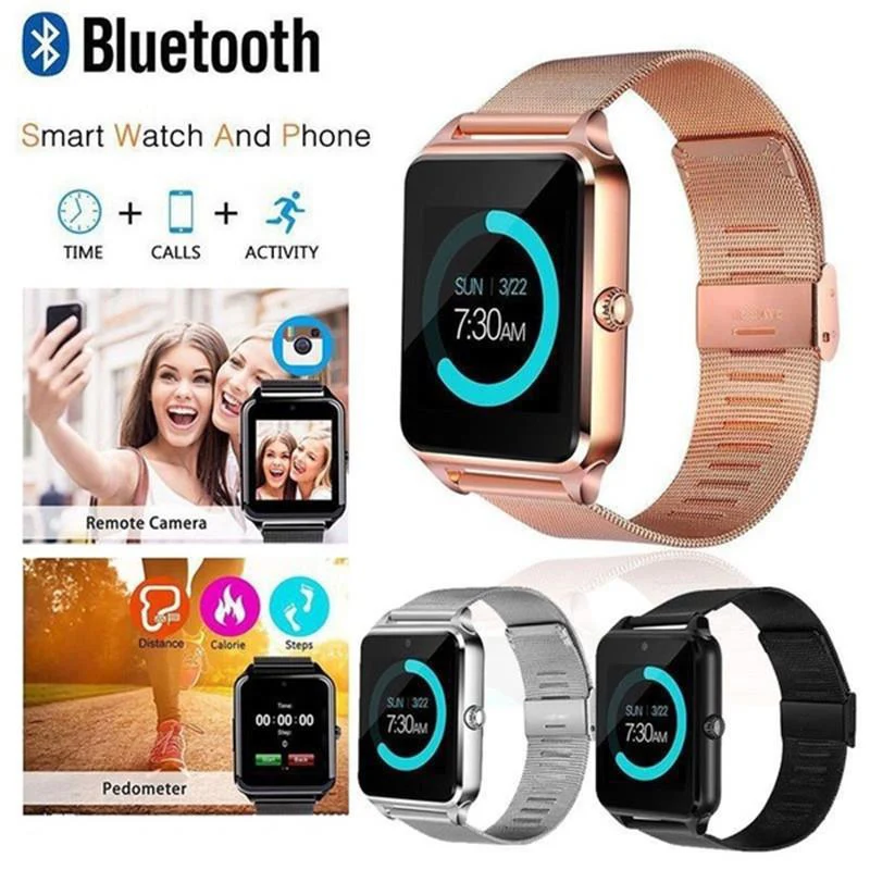 Смарт часы телефон Z60 с металлическим ремешком камера SIM карта вызов Smartwatch для Xiaomi