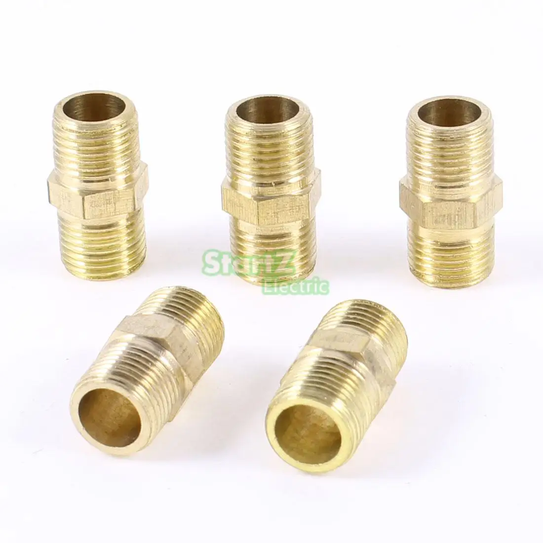 

Equal Male/Male Thread 1/8"PT Brass Straight Hex Nipple Quick Fittings 5 Pcs