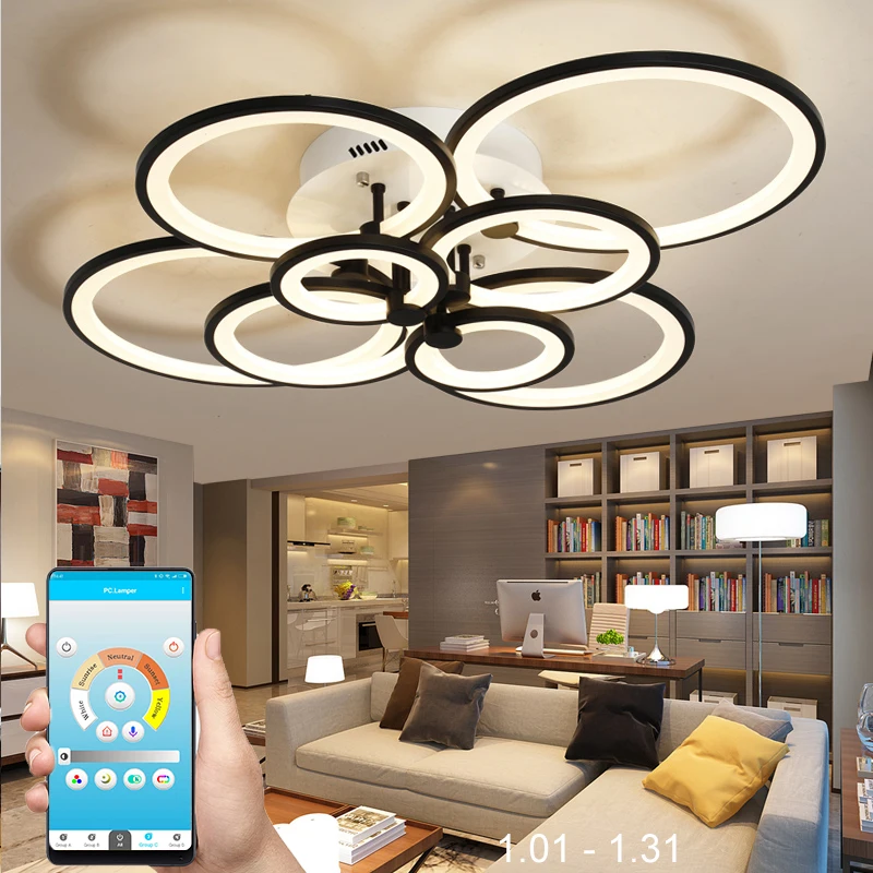 

Modern Led Chandelier Living Room Dining Room Bedroom APP Remote Control Led Ceiling Chandelier Lighting