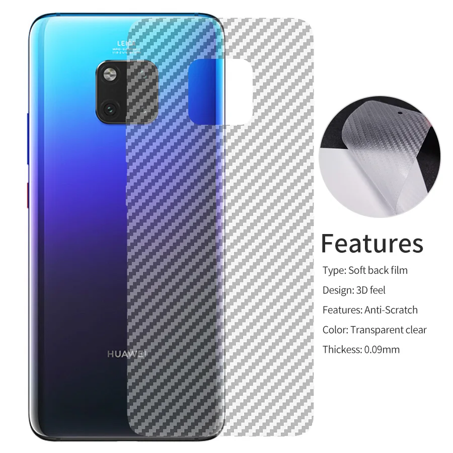 Углеродное волокно для huawei mate 20 P30 P20 Pro Lite Honor 20 9X Pro 10 8x P Smart задняя наклейка с защитой экрана пленка