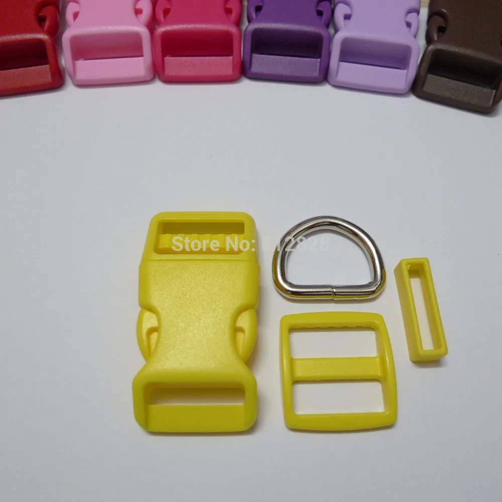 

25 Sets 1'' 25mm#16 YELLOW COLOR Dog Collar Hardware Curved Side Release Buckle Set