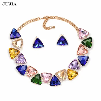 

Wholesale Luxury Rhinestone Collier Femme Boho Maxi Crystal Statement Necklace For Women Jewelry Set Bijoux