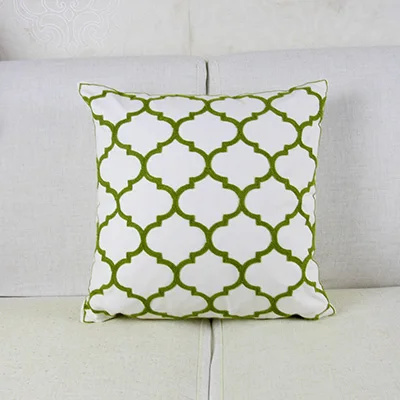 Зеленая вышитая наволочка для подушки с геометрическими листьями Марокканская Подушка Чехол с вышивкой для дивана простой домашний Декор 45*45 см - Color: B