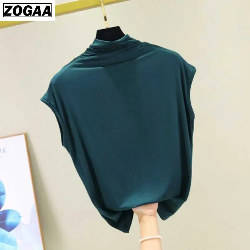 

Plus M-XL Fashion Bottom Close to Body and Slim Modal Bottom Shirt Summer turtleneck vest Lady Baita Sleeveless T-shirt 9 Colors