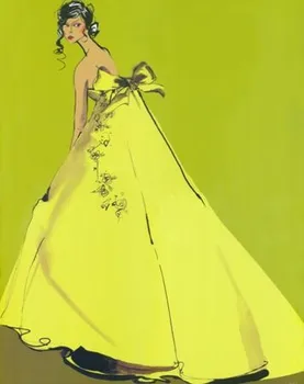 

100%Handpainted Abstract Beautiful Yellow Girl Oil Painting On Canvas Abstract Art Wall Picture For Home Decor As Unique Gift