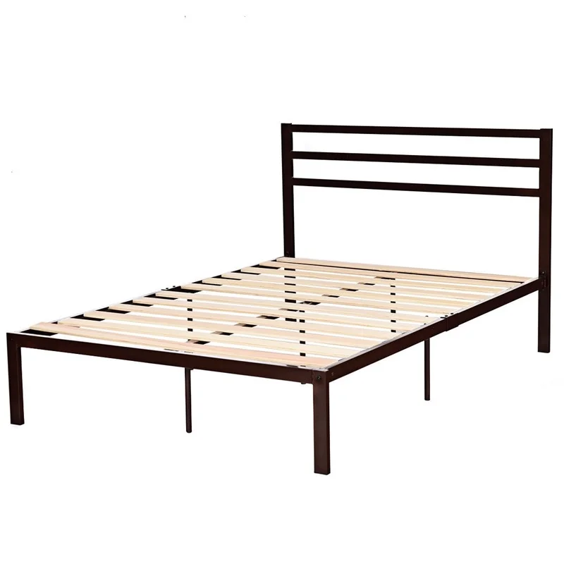 

Mordern Full Size Steel Bed Frame with Stable Platform and Wooden Slats Bedroom Furniture HW59208
