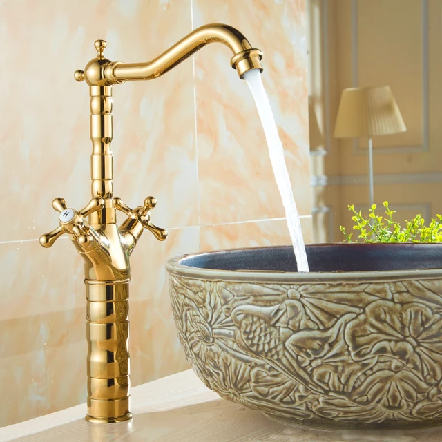 Antique Luxury Bathroom gold faucetin Basin Faucets from Home