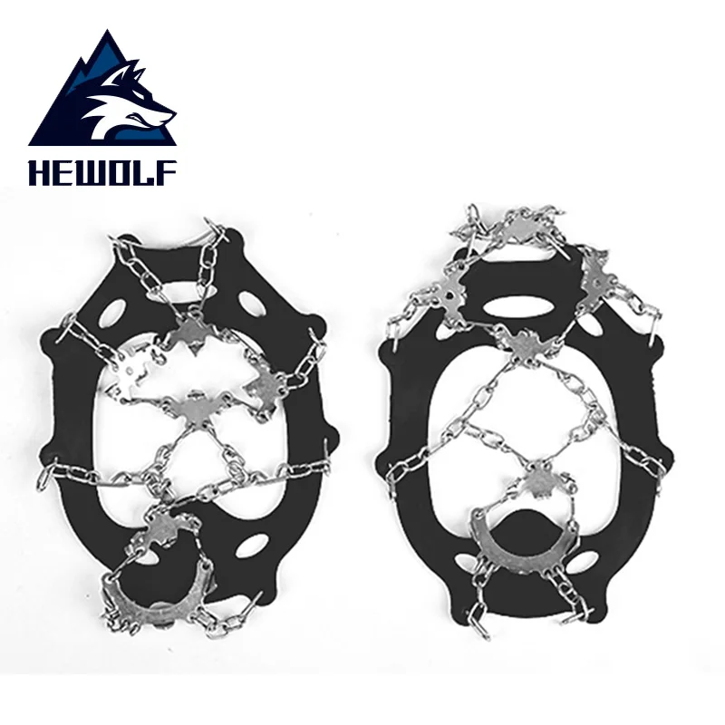 

Hewolf Outdoor Climbing Crampons 18 Teeth Antislip Winter Walk Sport ice Fishing Snowshoes stainless steel Slip Shoe Cover 35-45