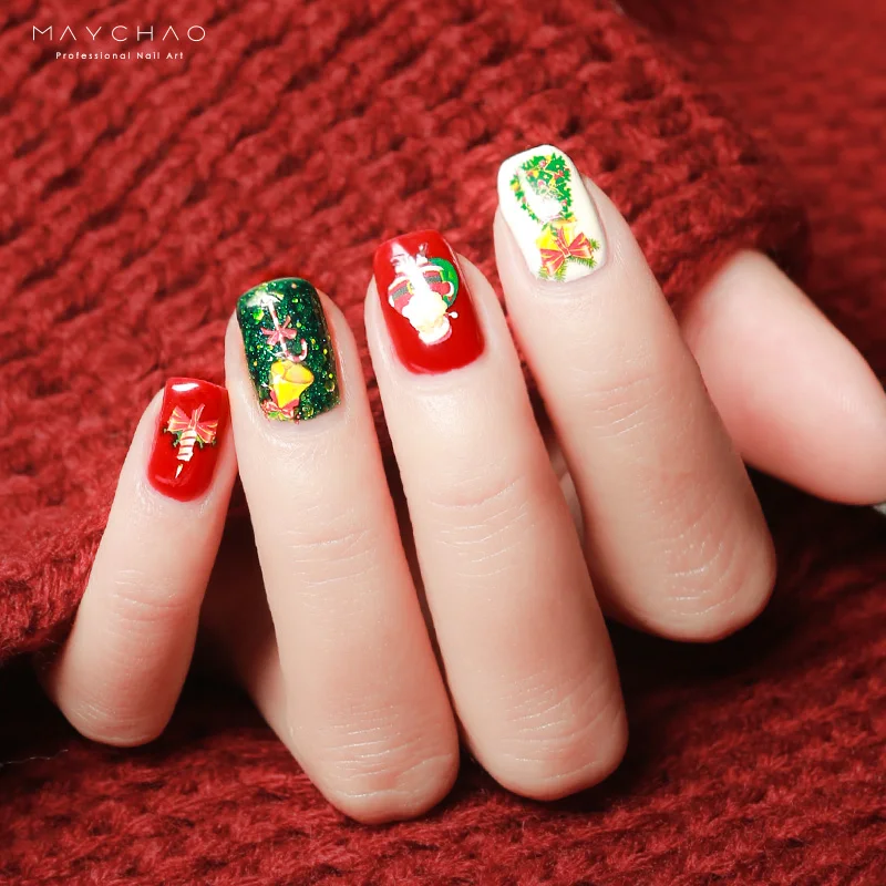 11 Sheets 3D Christmas Nail Art Stickers Nail Tattoo Tips