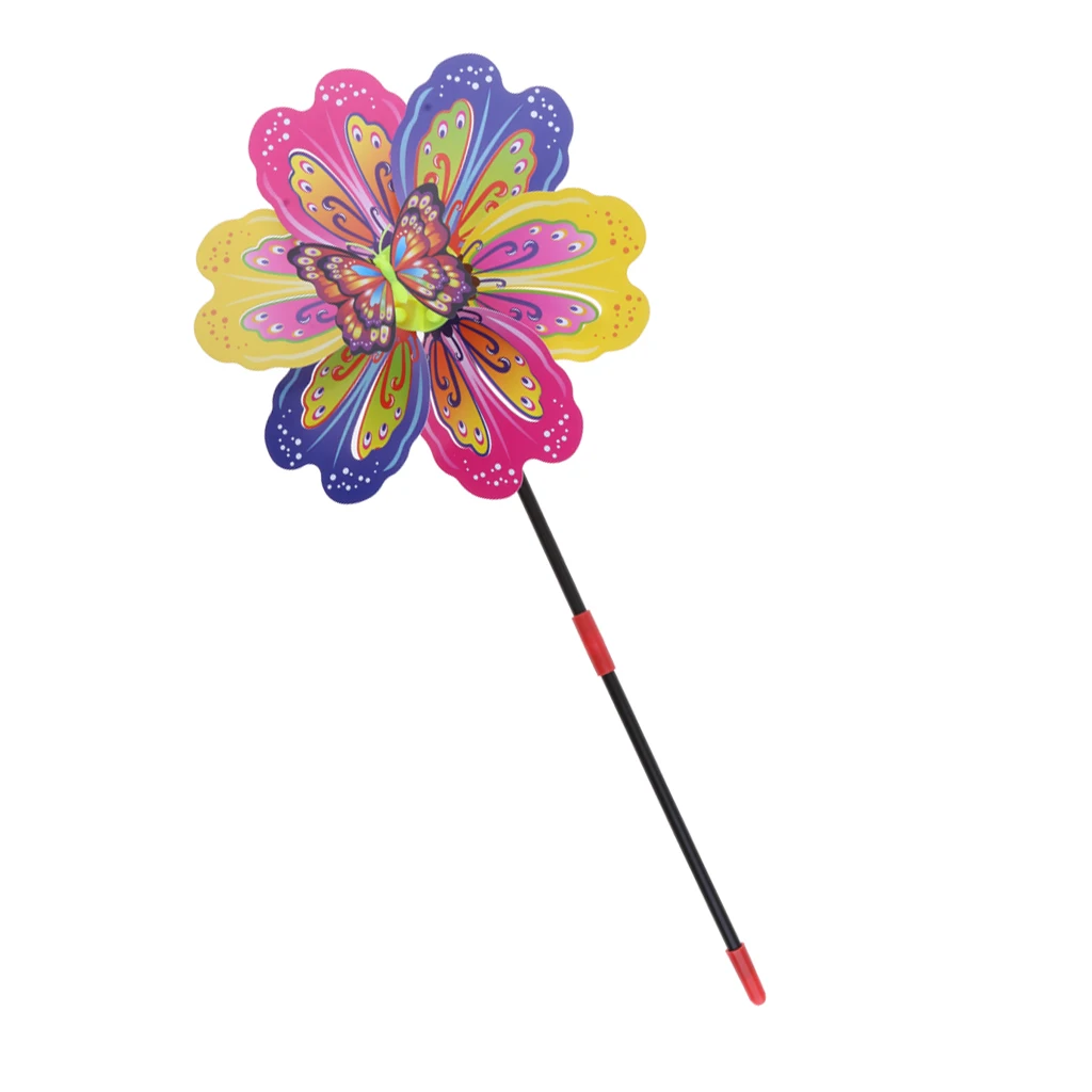 3D Butterfly Colorful Windmill Wind Whirligig Yard Garden Decor Kids Toy