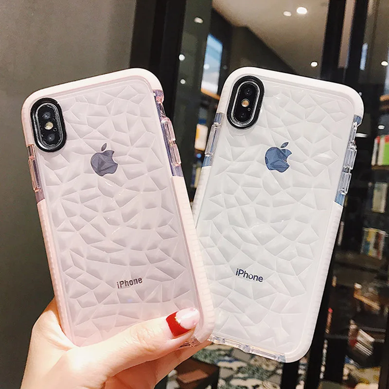 

10pcs/lot Diamond Patterned Phone Case For iPhone 6 6s 7 8 Plus Luxury Transparent Silicone Case For iPhone XR XS Max Back Cover