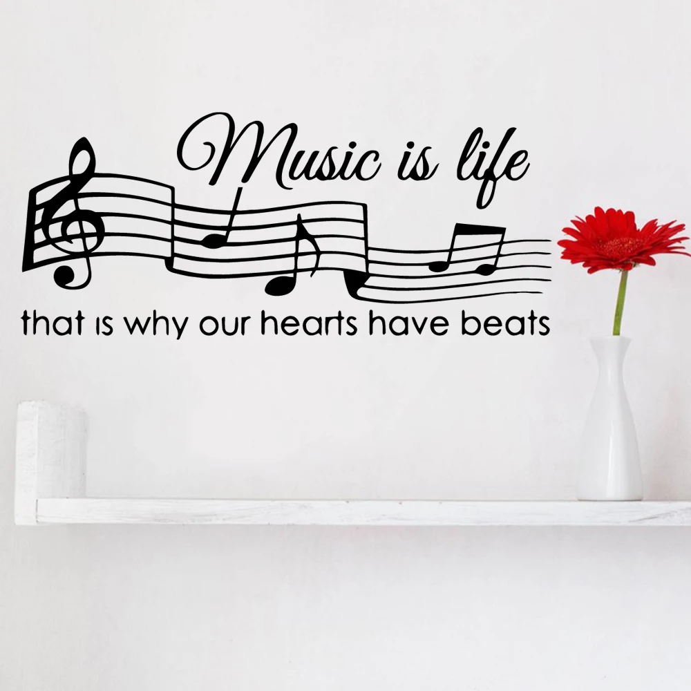 

Cute muisic is life Wall Stickers Decorative Sticker Home Decor For Living Room Bedroom Wall Decals vinilo decorativo