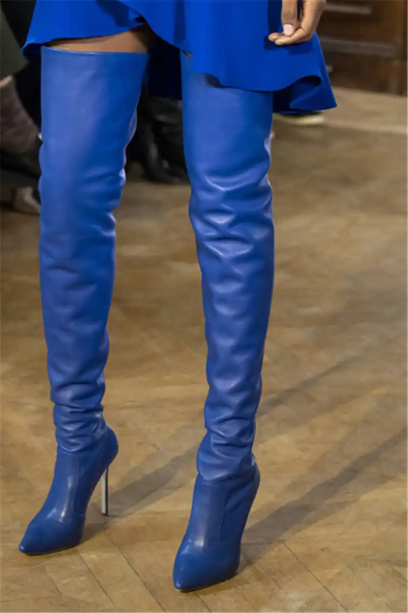 pointed toe stiletto heeled thigh high boots