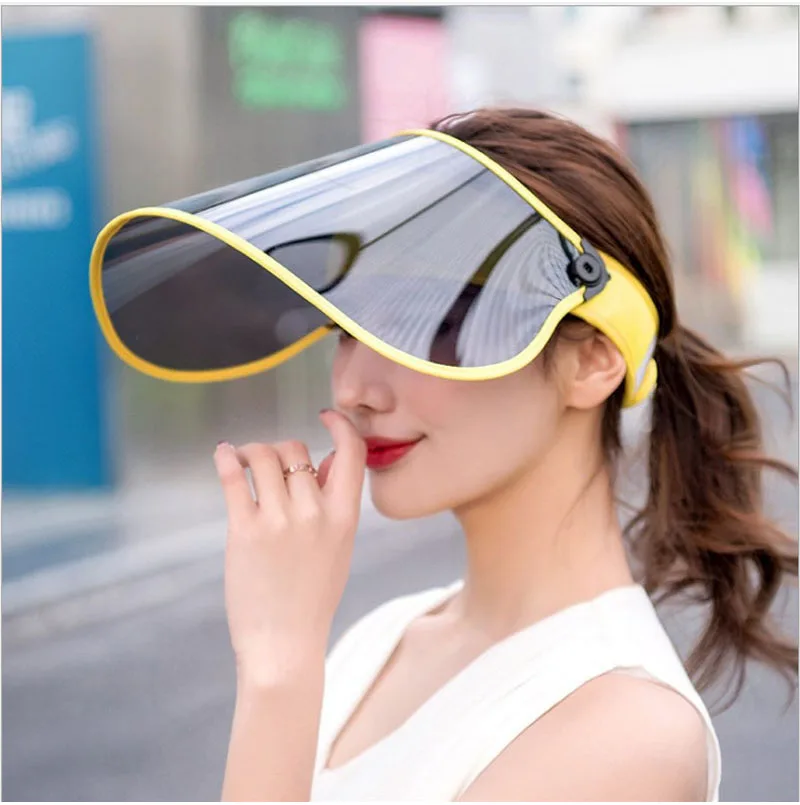 New Unisex Mens Womens Cap Transparent Sun Visor Hat UV Protection Cover Hat Casual Floppy Fold Hat Summer 6 Color