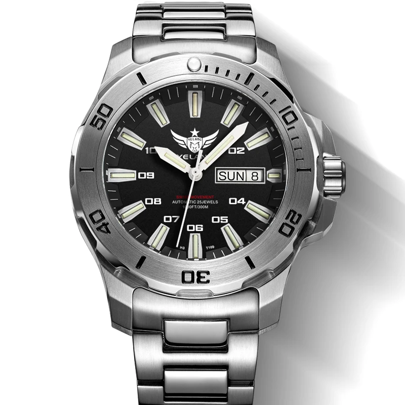 YELANG V5.1 KELPY غوص رجالي 300 متر للماء T100 التريتيوم المزدوج التقويم التلقائية الميكانيكية ساعة معصم ب ETA 2836 الحركة YELANG V5.1 KELPY غوص رجالي 300 متر للماء T100 التريتيوم المزدوج التقويم التلقائية الميكانيكية ساعة معصم ب ETA 2836 الحركة