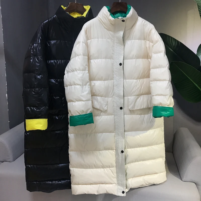Neploe зимняя куртка женская одежда пуховики женские длинные пальто модные корейские свободные негабаритные Лоскутные теплые пуховые парки 90240