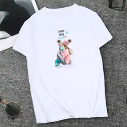 Летняя белая футболка для женщин, День матери, супер футболка "Мама" Harajuku Kawaii, футболки и топы, женская футболка, S-2XL
