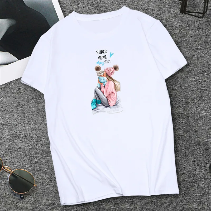 

Summer White tshirt Women Mother's Day Super Mom tshirt Harajuku Kawaii Tees & Tops T-shirt Femme S-2XL