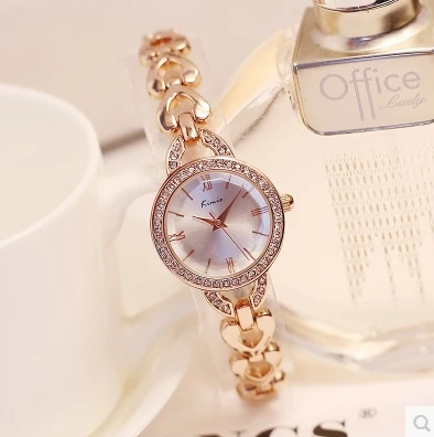 

KIMIO Fashion Women Bracelet Watches Dress Ladies Diamond Waterproof Quartz Wristwatch Heart Chain Clock Femme relogio feminino