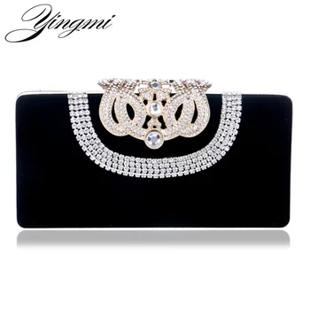 

YINGMI Diamonds U Shaped Women Evening Bags Mini Crown Metal Crystal Evening Clutch Bag With Chain Shoulder Messenger Handbags