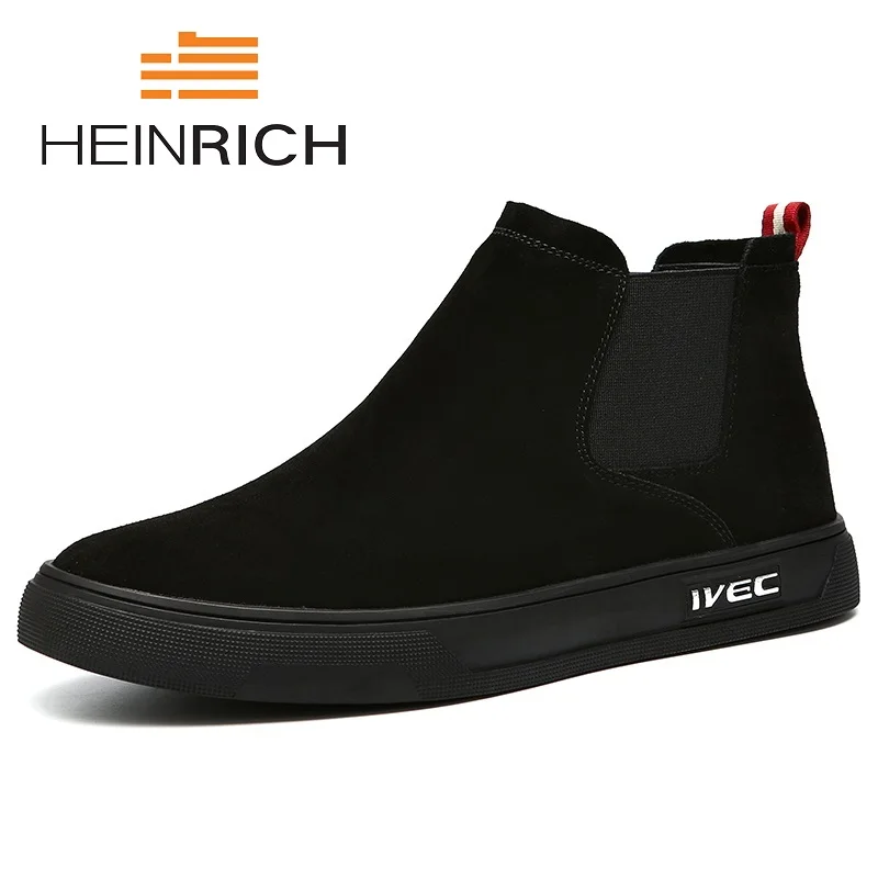 

HEINRICH Hot Sale New Fashion Luxury Men Slip-On Boots Men Brand Male Chelsea Ankle Boots Botas Militares Botas De Combate