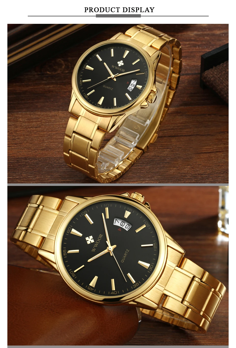 WWOOR Gold Men Watch Brand Waterproof Mens Watches Date Stainless Steel Quartz Clock Male Wristwatch Free Watchband Tool 2018 (6)
