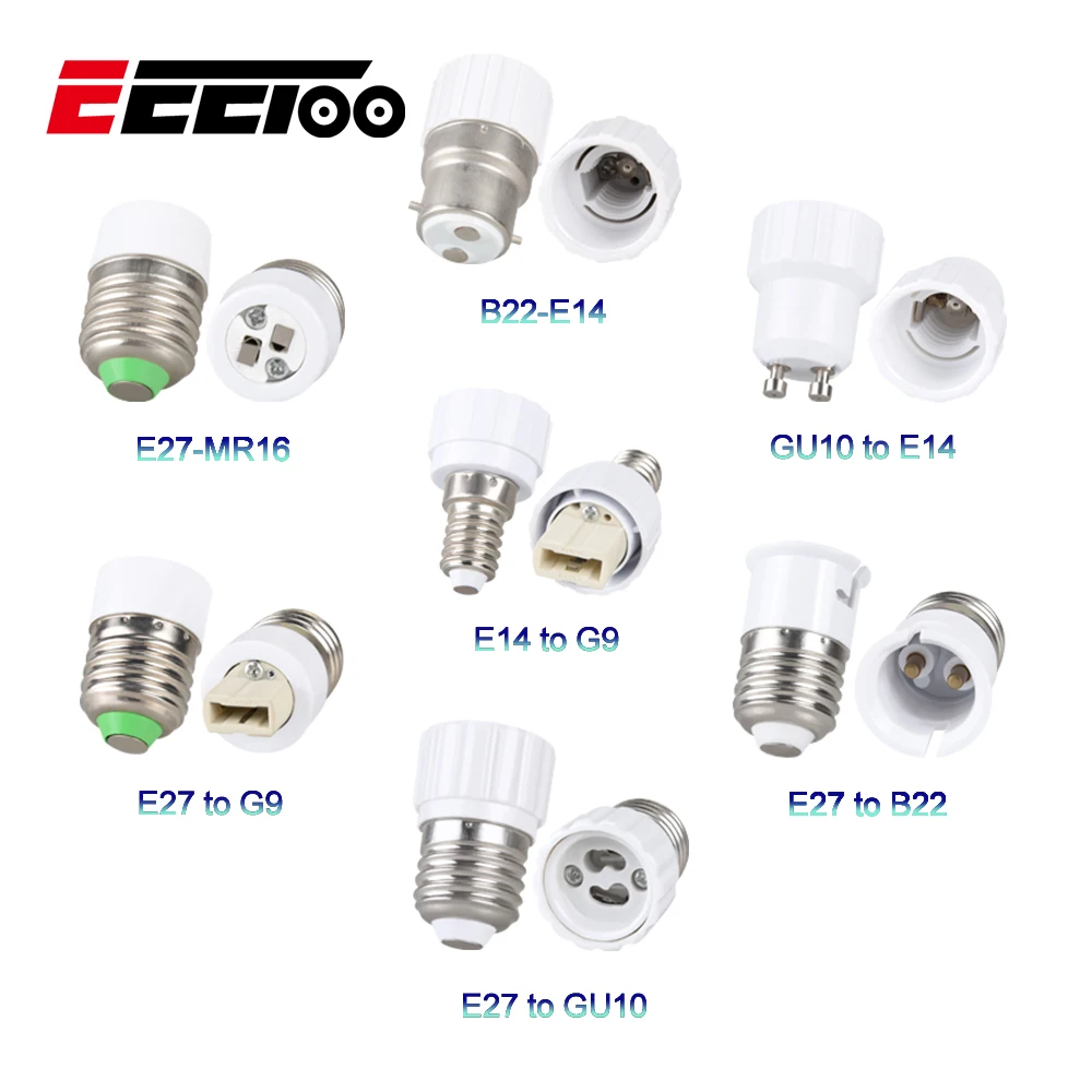 

EeeToo Led Lamp Base E27 Socket Conversion Lamp Holder for Light Bulb Fireproof Material G9 GU10 B22 E27 E14 Adapter For Home