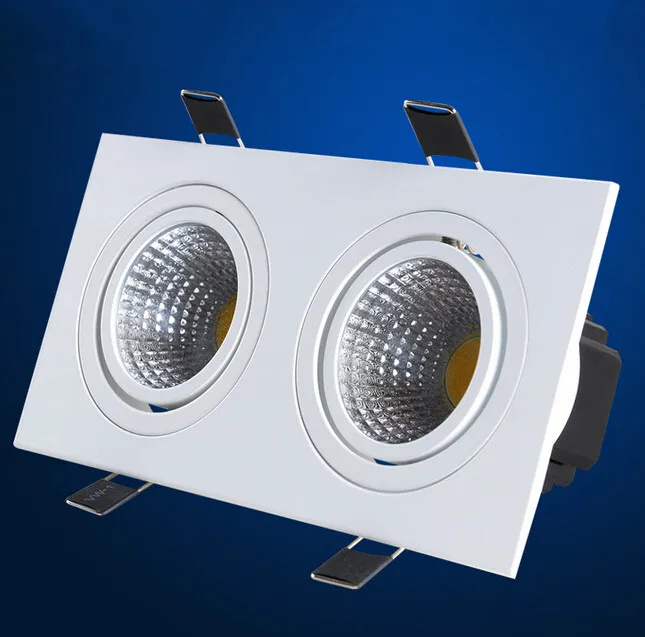

Free shipping Double 2x7W Dimmable COB Ceiling downlight Recessed Cabinet Lamp 85-245V With led driver