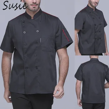 

Men Women Plus Size Short Sleeve Classic Chef Jacket Coat Summer Restaurant Cook Uniforms Food Service Work Apparel With Pockets