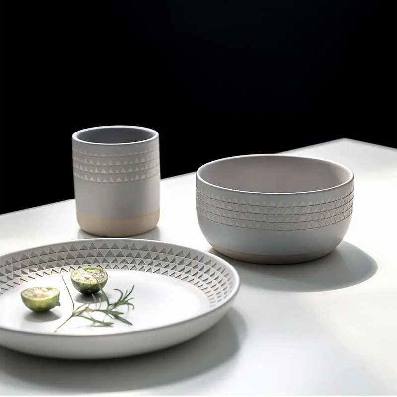 Керамическая миска Салатница матовая глазурь Высокая серая кофейная чашка кухонная тарелка