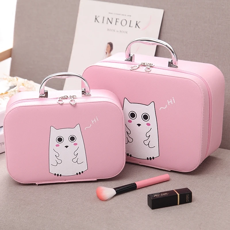 Cute Cat Women Beauty Case Toiletry Bag, 2 Sizes Travel Makeup Bag
