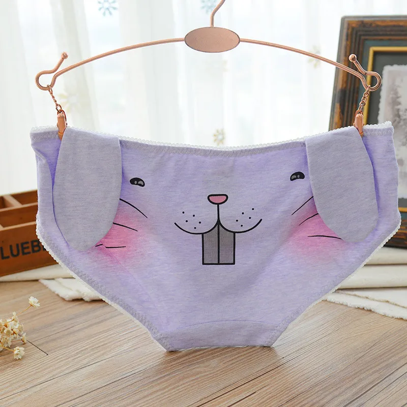 jamular Women Underwear Cute Cartoon Panties 3D Rabbit Ear Funny Briefs Girls Underpants Lingerie Culotte Female Cotton Panty