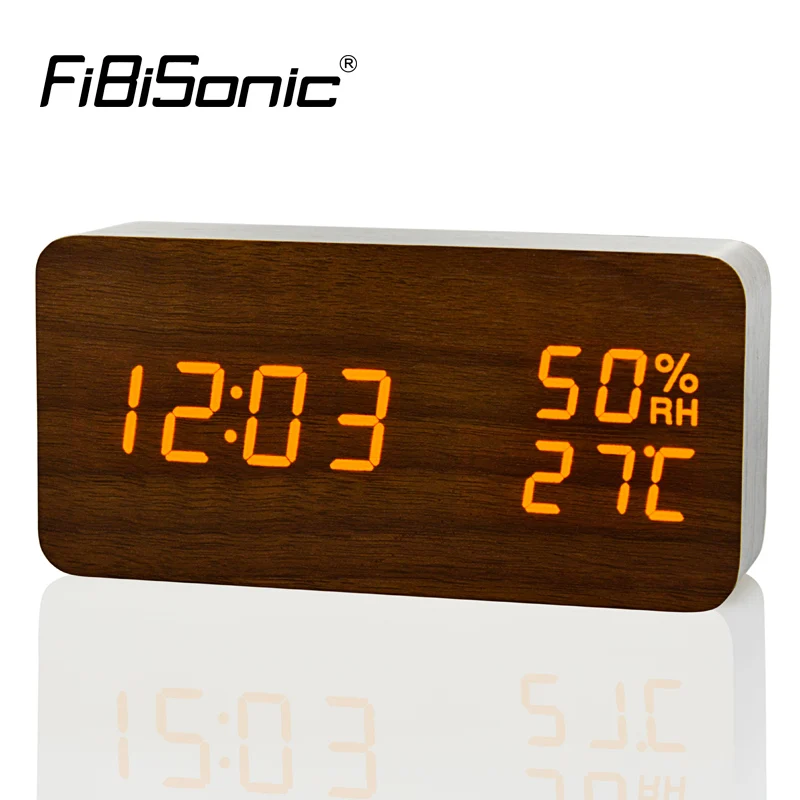 

FiBiSonic Modern LED Alarm Clock,Despertador Temperature Humidity Electronic Desktop Digital Table Clocks