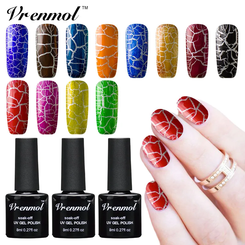 

Vrenmol 1pcs Magic Crackle Nail Gel Polish Soak Off Long Lasting LED UV Gel Lacquer Need Base Top Coat Makeup Varnish
