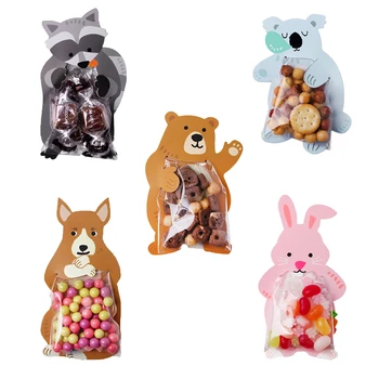 

OPP Bag Lovely Animals Card Cookie Snack Packing Bag Candy Sugar Transparent Plastic Bag Restaurant Shop Package Tools 50pcs/set