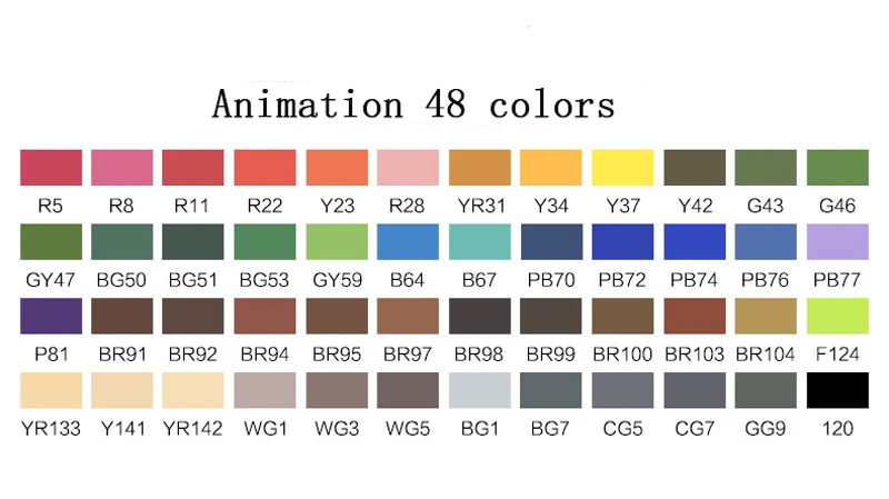 Превосходный набор маркеров с двумя головками для художников, 170 цветов, большое значение, гладкий дизайн, маркер, анимация, эскиз, копические маркеры для рисования - Цвет: 48 animation