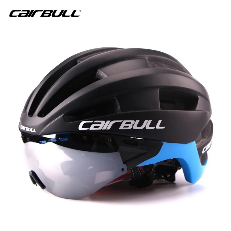 Велосипедный шлем для горного велосипеда с объективом TT интегрально-плесень XC TRAIL дорожный велосипед защитный шлем очки активный отдых, Велоспорт Шлем - Цвет: Black Blue