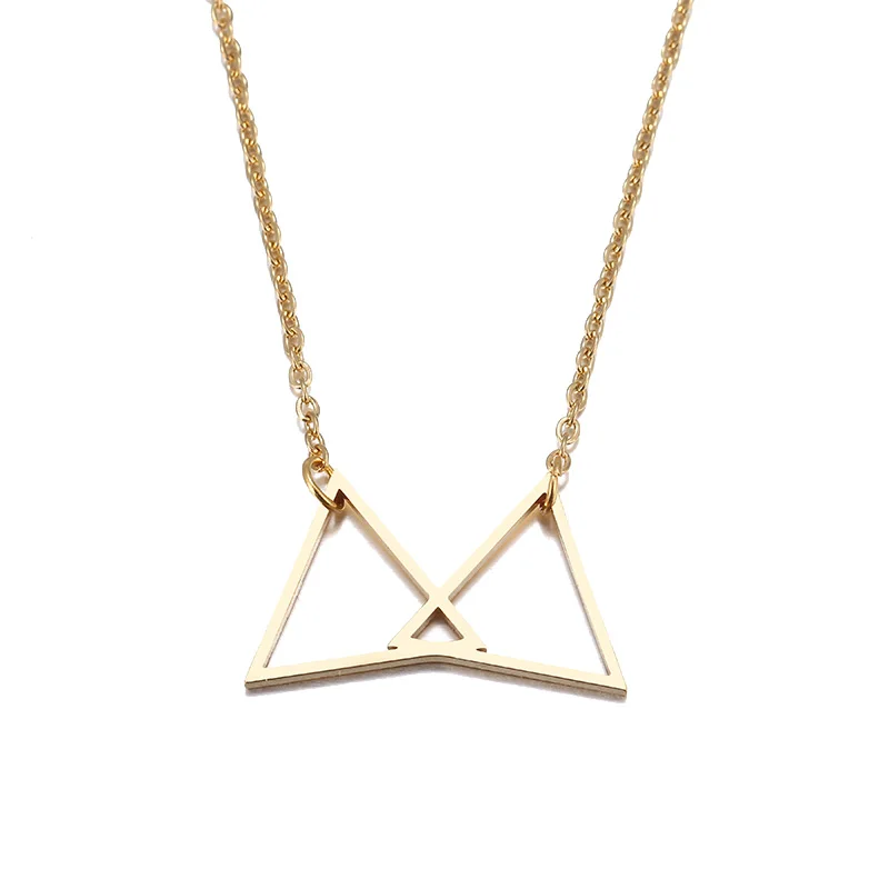 Hibobi Stainless Steel Necklace Women Jewelry Double Triangle Trendy Necklaces Pendants Donot Fade Valentine's Day Gift (4)