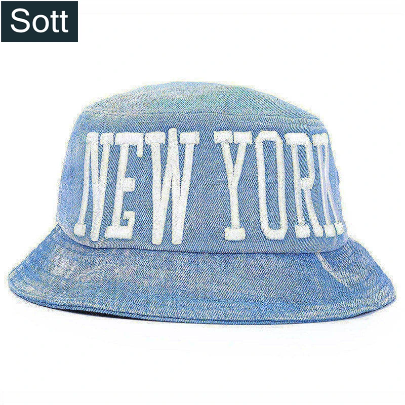 

[SOTT] 2018 New Fashion NEW YORK Letter Sunscreen Men Women Bucket Hat Caps Summer Autumn Spring Fisherman Panama Cotton Denim