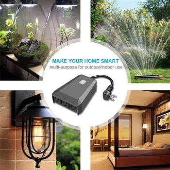 

Wifi Smart Plug Home Automation Waterproof Outdoor Outlet Remote Control Light Switch Timer Socket with 3 jacks Works with Alexa