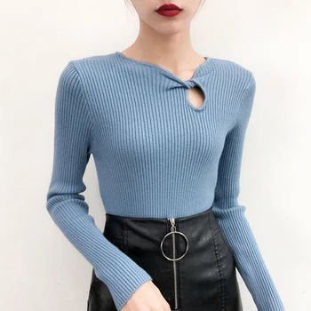

2020 Women's Autumn And Winter New Sweater Long-sleeved Bottoming Shirt Slim Tight Sweater Solid Color Warm Sweater LQ137