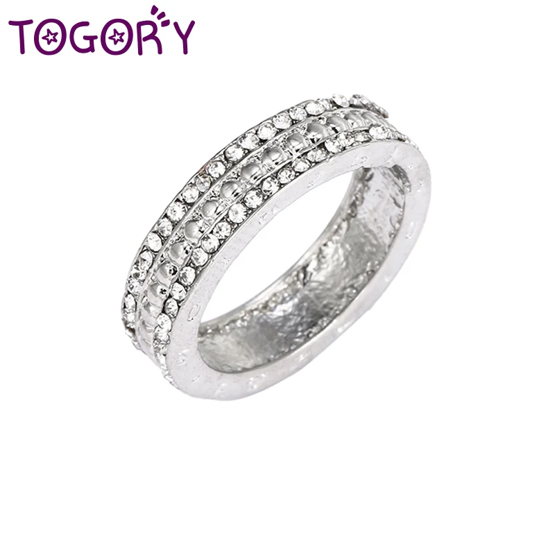 TOGORY горячая Распродажа сердечко серебряного цвета к сердцу тонкие кольца для женщин Европейский Свадебный модный бренд кольцо ювелирное подарок