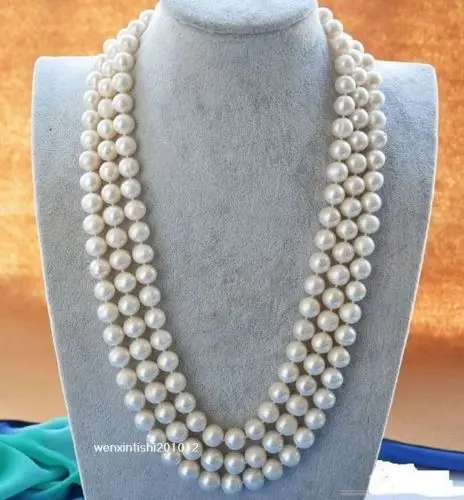 

Free Shipping >>Long 49"ELEGANT 8-9mm AAA + WHITE AKOYA PEARL NECKLACE 14k