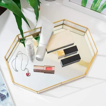 

Decorative Handmade Glass Mirror Makeup Storage Vanity Dresser Display Tray