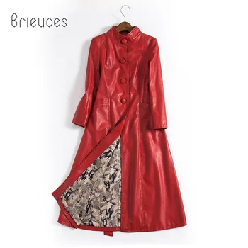 

Brieuces 2018 New Arrival Women Autumn Winter Faux Leather Jackets Lady Fashion S-5XL Long Motorcycle Women Coat Outwear
